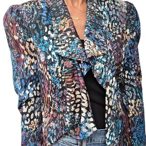 Vintage Bebe Abstract Animal Print Cropped Blazer Jacket Y2K Glam Rock S